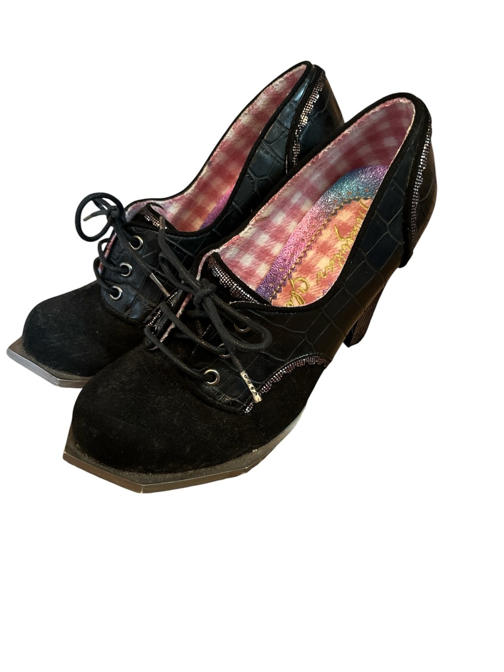 Irregular Choice Women’s Black Velour Gothic Mary Jane Tie Heels 38